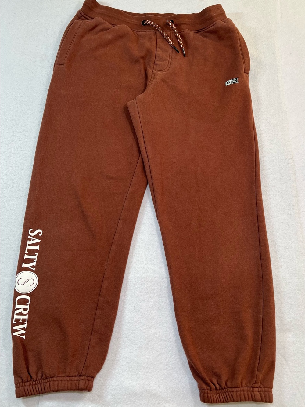 Salty Crew Men’s Crewser Fleece Joggers Sweatpants Burnt/Rust Orange, Large